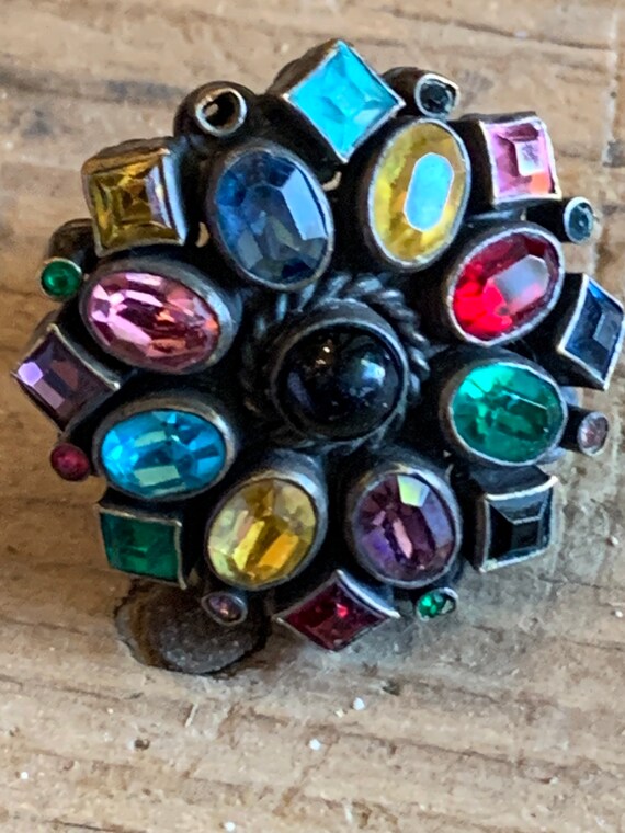 Exquisite antique multi colored stone sterling si… - image 3