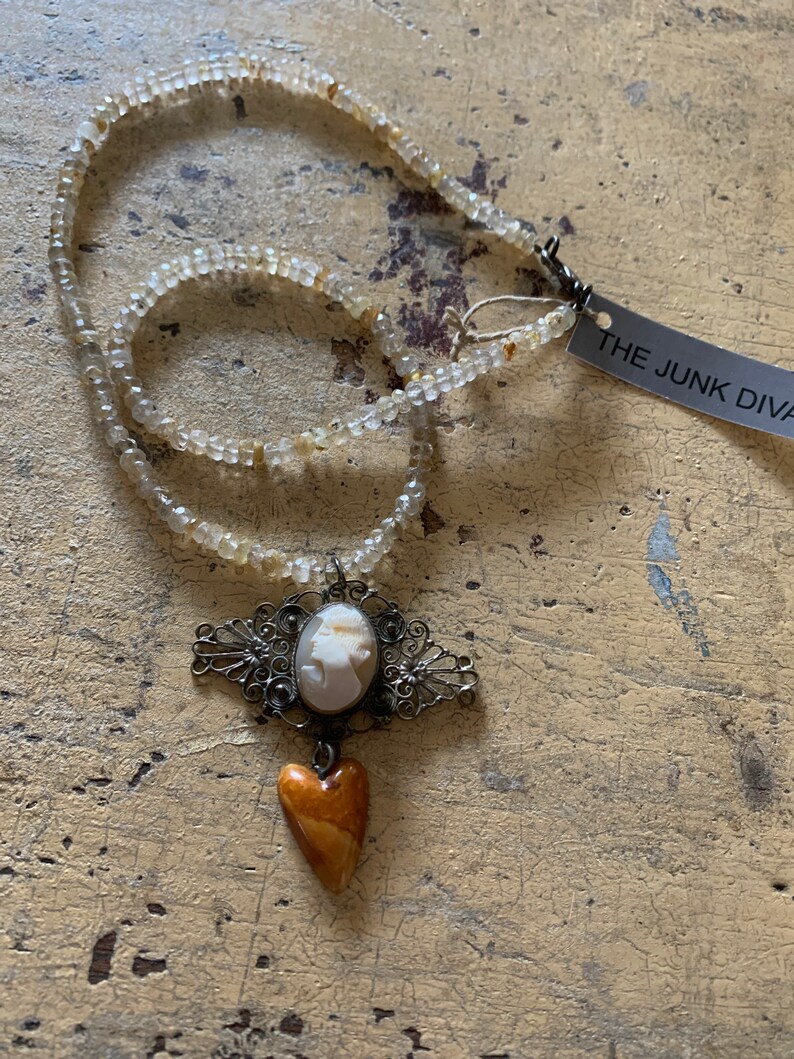 Antique cameo assemblage necklace