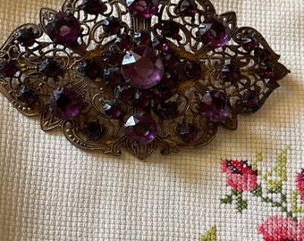 antique purple glass brooch