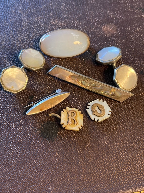 Victorian pins brooch mother of pearl bits and bob