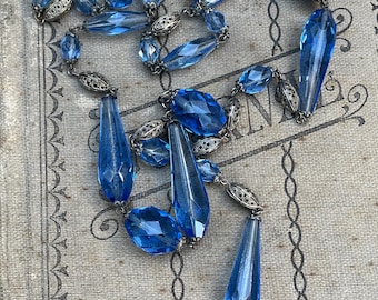 Antique art deco crystal long necklace