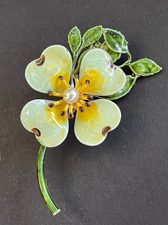 Original by Robert enamel flower brooch