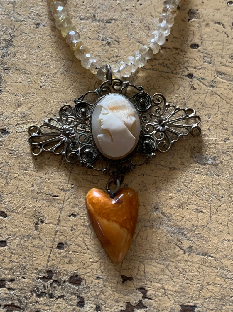 Antique cameo assemblage necklace