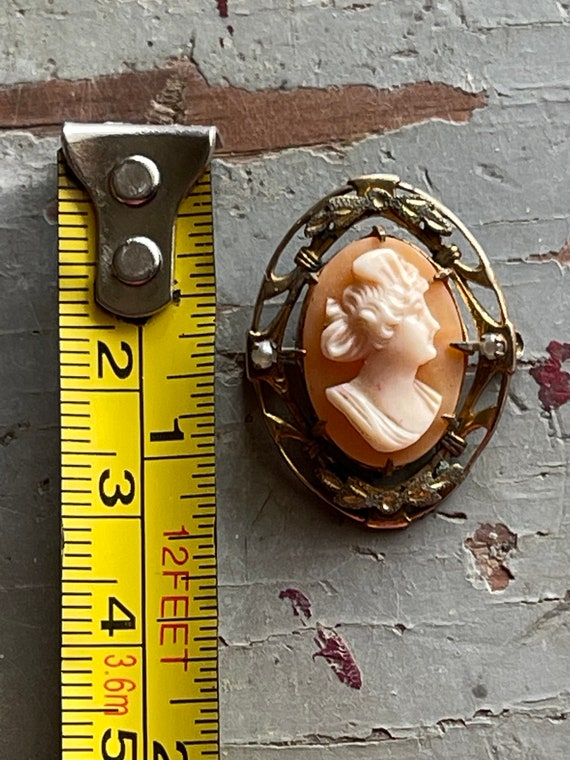 Antique Victorian shell cameo brooch - image 2