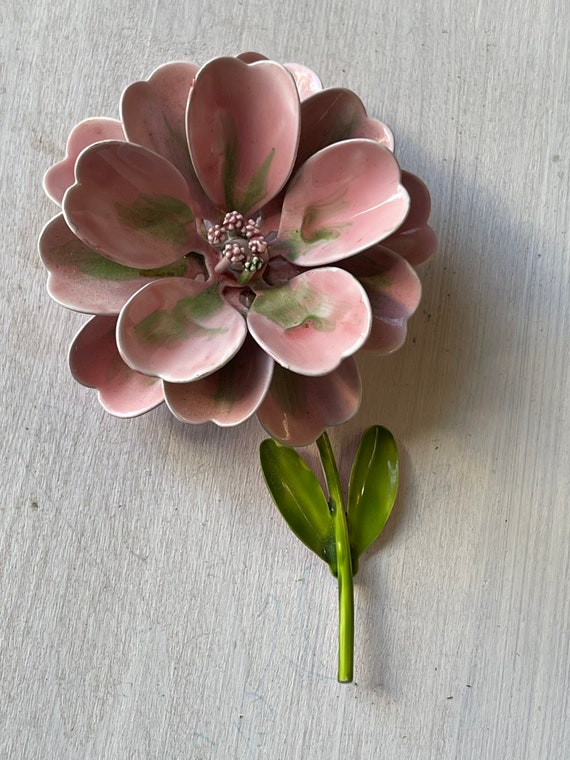 vintage floral enamel brooch