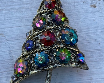 Vintage Mid Century Christmas tree brooch Weiss