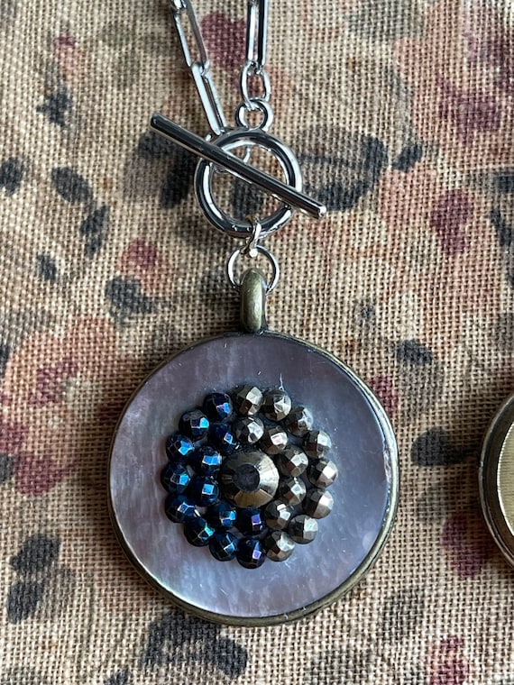Antique steel cut Victorian button necklace