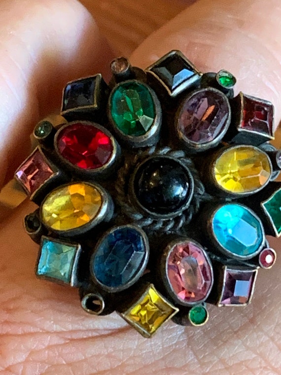 Exquisite antique multi colored stone sterling si… - image 1