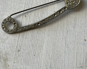 1920s art deco paste safety pin brooch