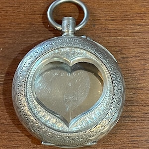 Antique sterling heart shape watch case
