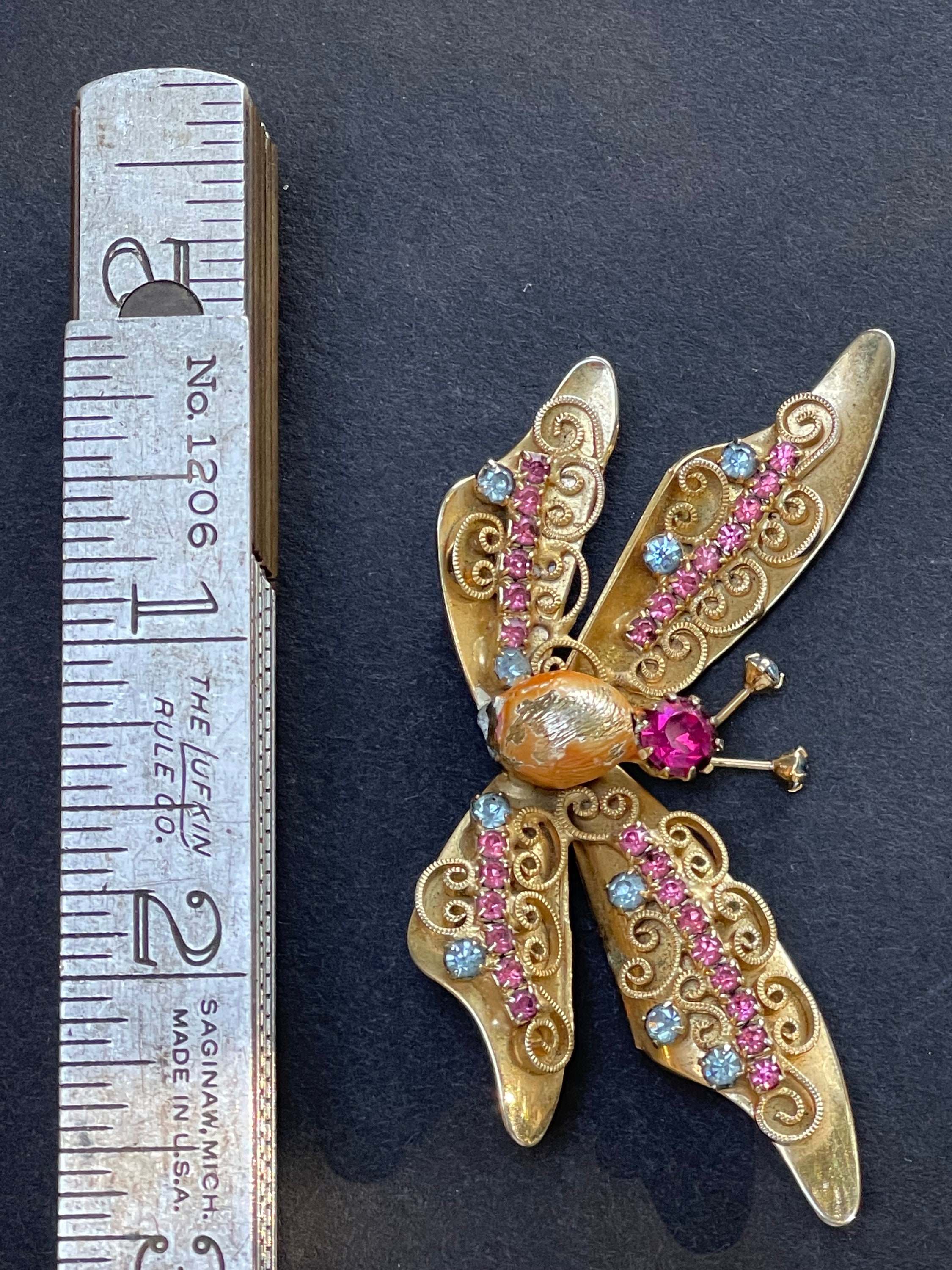 ヴィンテージサフィレット　Hobe 　ブローチ Hobe 1965 Butterfly Brooch - Etsy Canada