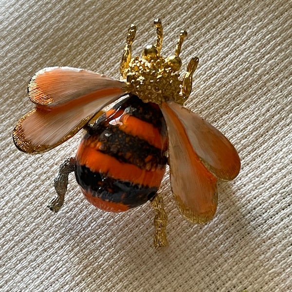 vintage  Rene enamel bee brooch