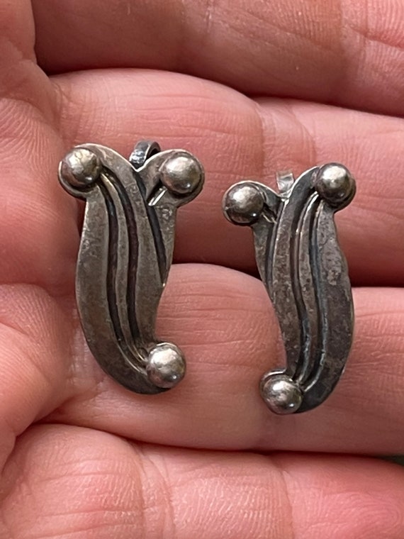 Vintage sterling hand crafted screw back earrings