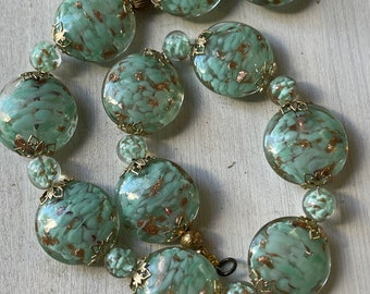 Vintage aqua glass disc beads