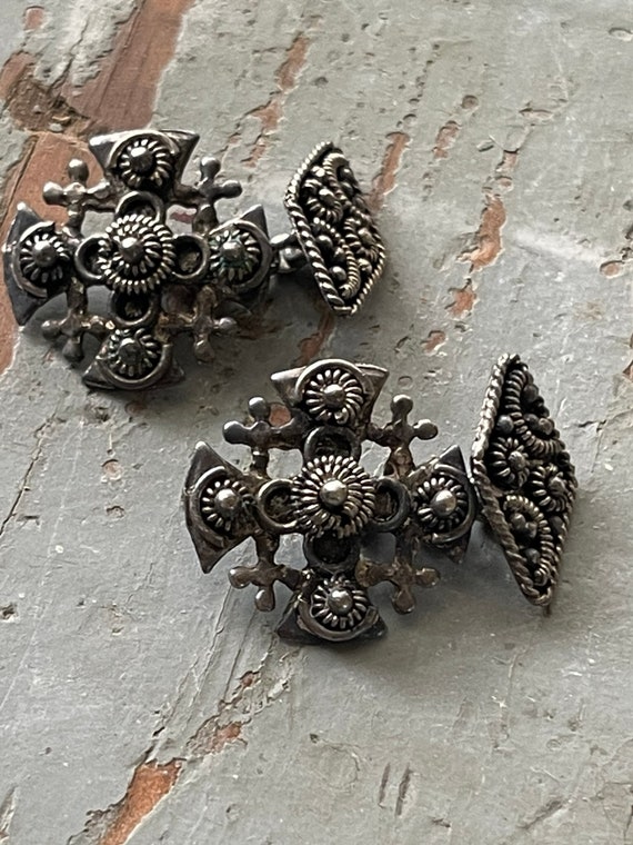 Antique Maltese cross sterling cuff links