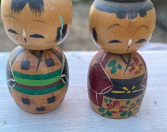 Vintage kokeshi dolls