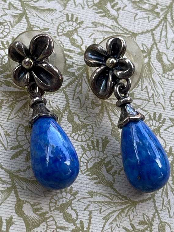Ann King lapis Sterling and gold earrings
