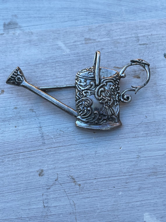 Vintage Sterling silver watering can brooch