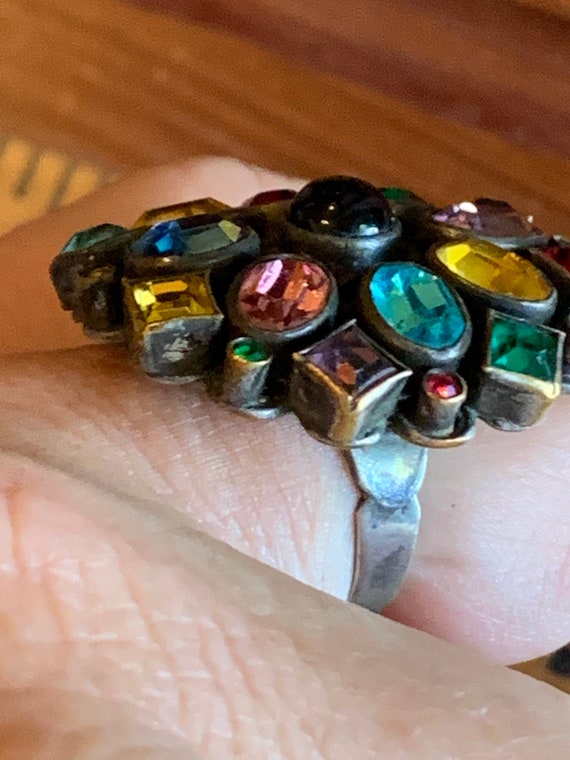 Exquisite antique multi colored stone sterling si… - image 6