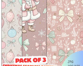 Naadloos kerstflirtpatroon | Girly-strikontwerpen (3 stuks)