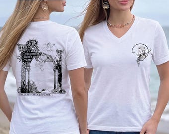 Midsummer Night's Dream V-Neck Tshirt William Shakespeare Racerback Tank Literary Classics Tee, Golden Age Art