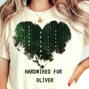 Personalized Binary Heart Shirt, Hardwired For Name Tee, Geek Couple Gift
