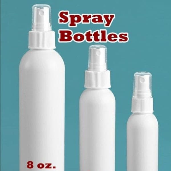 SPRAY BOTTLES - White plastic with sprayer nozzle (SIZES: 2, 4 or 8 oz.)