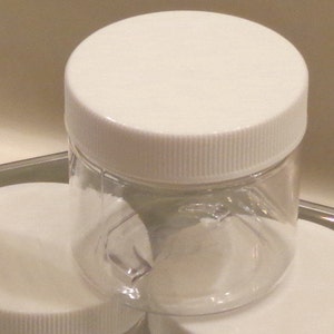 4 oz. Plastic PET Jar + lid | Sold in Sets | Clear Empty Containers | Choose White or Black Lid Color | Fast Free Shipping |DIY Lotion