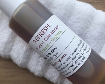 REFRESH FACIAL CLEANSER: Natural Organic | Non-drying Deep Pore Cleanse | Liquid Soap for Face |