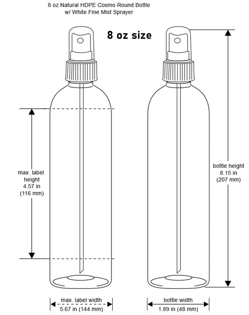 SPRAY BOTTLES White plastic with sprayer nozzle SIZES: 2, 4 or 8 oz. image 2