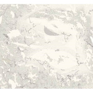 May include: A close-up of a light-colored, abstract pattern. The design features a blend of off-white and gray tones, with a textured appearance. The pattern has a marbled or stone-like quality, with irregular shapes and variations in color.