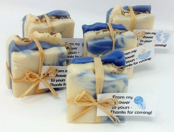 NATURAL SOAP Shower Favors for Baby Boy Blue White Color