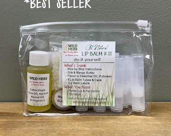DIY Lip Balm Kit, Natural Ingredients, Makes 8 Tubes