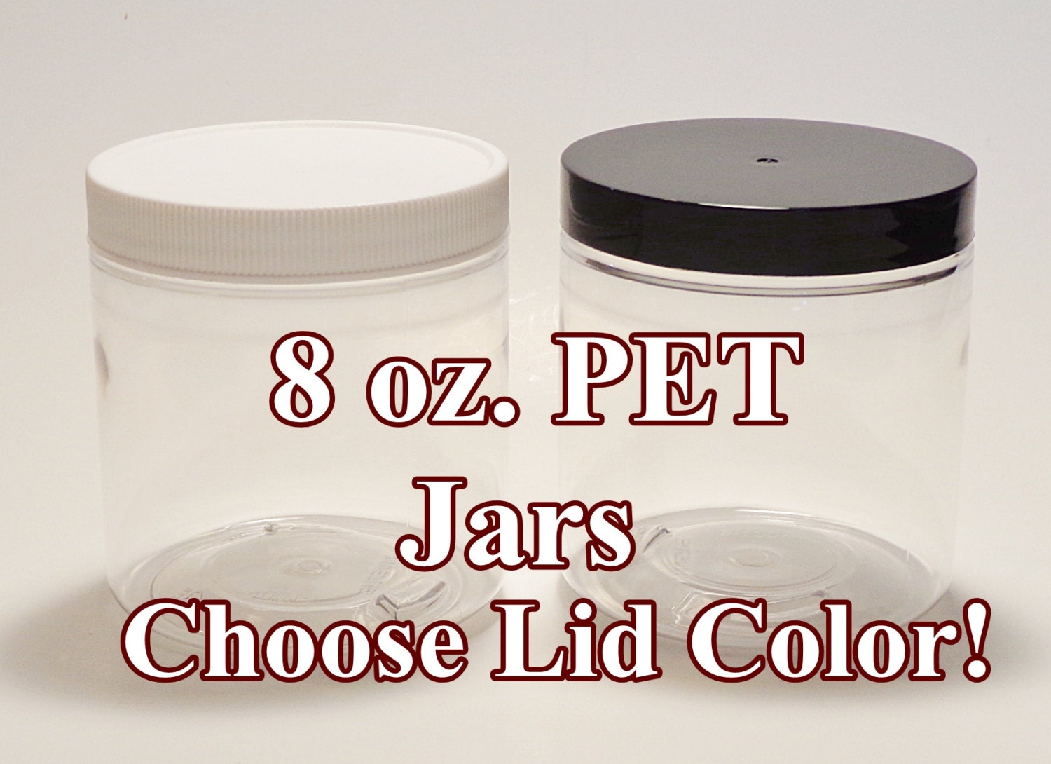 8 oz Clear PET Heavy Wall Plastic Jar with Smooth White Lid