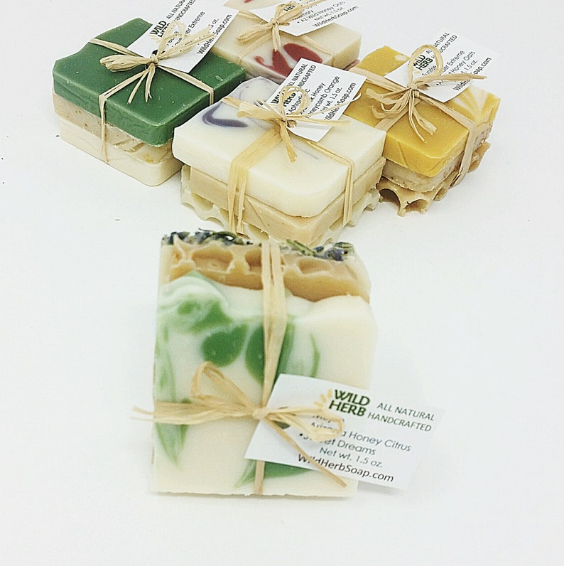 Organic Soap Set: Travel Size Creamy, Rich Lather Unique Gift or Stocking Stuffer Party Favor, Aromatherapy Bath Decoration, Tester image 5
