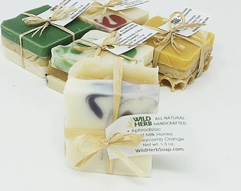 Organic Soap Set: Travel Size | Creamy, Rich Lather | Unique Gift or Stocking Stuffer | Party Favor, Aromatherapy Bath Decoration, Tester
