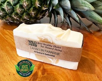 Wild Herb Tango In Paradise All Natural Handmade Organic Soap Bar for Family, All Ages Skin Types, Baby - Adult |Shampoo Bar Too | Fast Ship