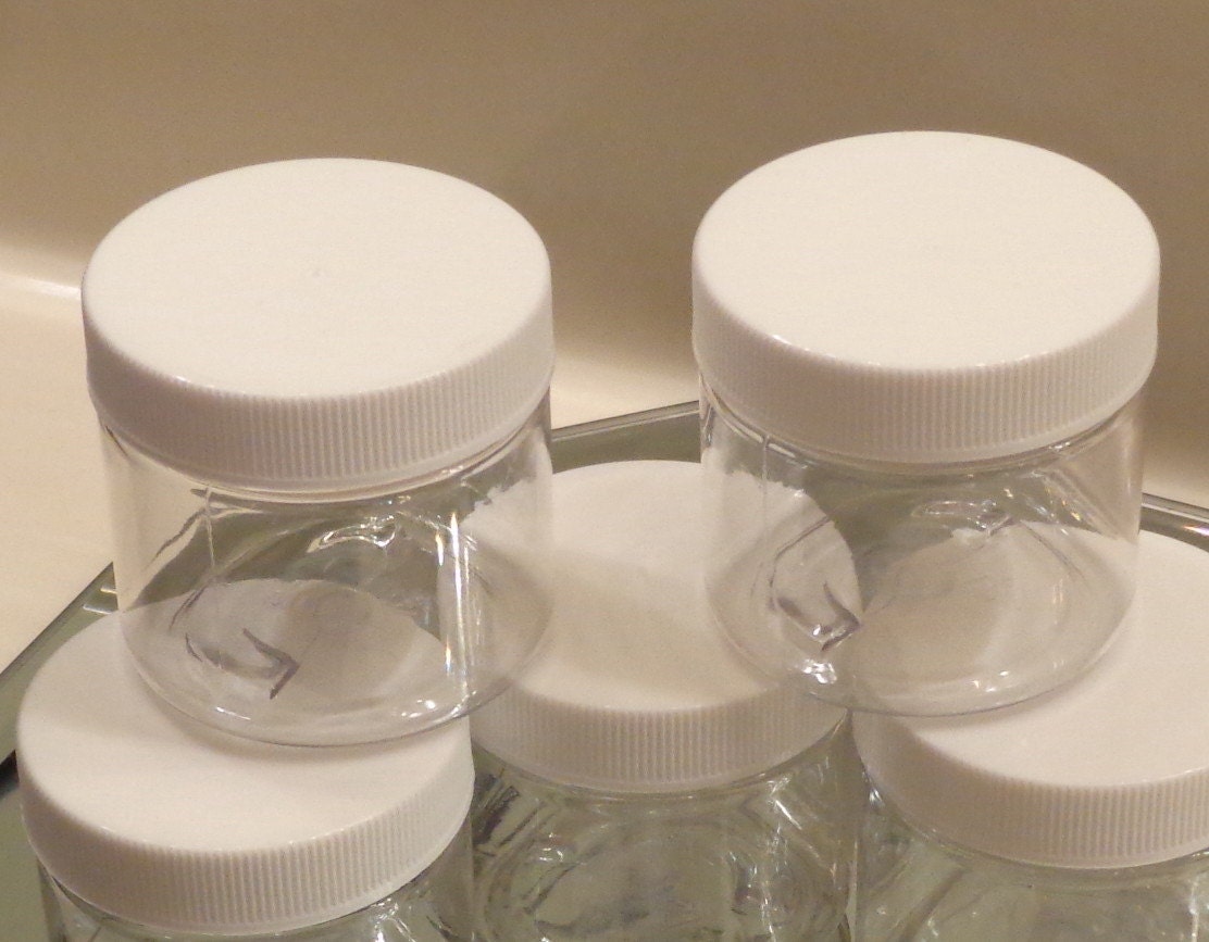 2 Oz. Plastic PET Jar Sold in Sets Choose White or Black Lids