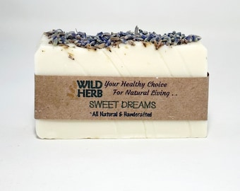 Wild Herb NATURAL ORGANIC GLYCERIN Soap Bar, Sweet Dreams Scent is Relaxing - Made from Scratch (Cold Process)