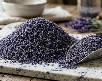 Brotes de lavanda francesa de Provenza, Francia, calidad culinaria.