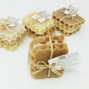 Honey Soap Gift Set: Natural & Organic | TRAVEL SIZE PACK by Wild Herb Soap Co. (3 slice set) | Testers, Unique Present, Shower Favor