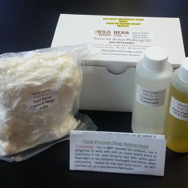 Soap Making Kit DIY - Learn to make Cold Process Natural Glycerin Soap + Mango Butter from Scratch! Old Fashioned Soap Bars | FREE SHIPPING