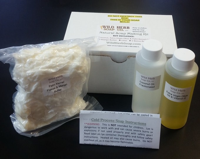 Soap Making Kit DIY - Learn to make Cold Process Natural Glycerin Soap + Mango Butter from Scratch! Old Fashioned Soap Bars | FREE SHIPPING