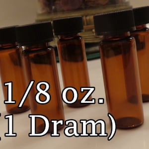 Amber Glass Bottles (DRAM Vials - 1/8 oz. EACH) with Foam Lined Cap | Storage of liquid essential oils, carrier oils, fragrance perfume oils