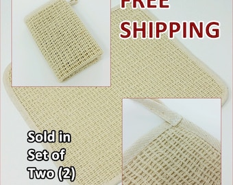 2 SISAL WASH CLOTHS | Natural Agave Fiber for Exfoliating | Huge 10" X 10" Reusable | Machine Washable