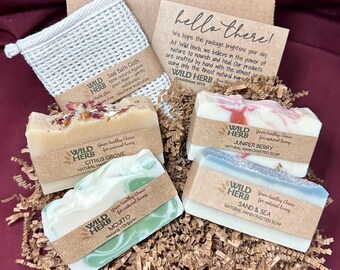Organic Soap Bar Gift Set | Wild Herb All Natural Soap with Sisal Cloth