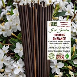 Jasmine Incense Sticks: Hand-Dipped Bamboo Aroma, USA Made