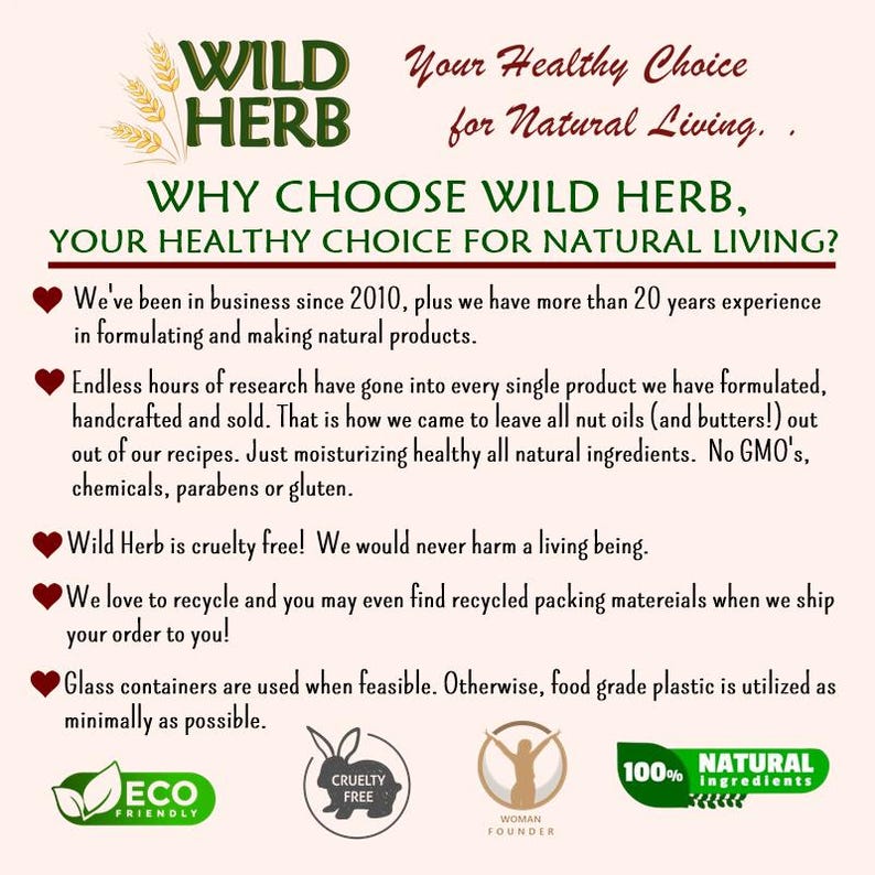 Puede incluir: Un anuncio de productos Wild Herb, con el lema &laquo;Tu elecci&oacute;n saludable para una vida natural&raquo;. La imagen incluye logotipos de ingredientes ecol&oacute;gicos, libres de crueldad y naturales.
