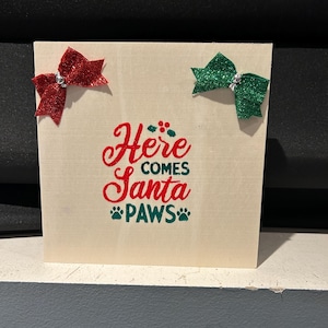 Cat Christmas Wood Block Sign