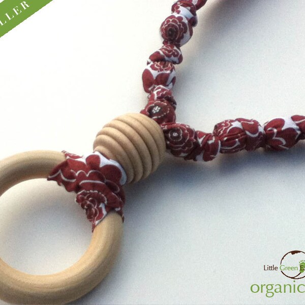 TOTALLY ORGANIC Maple Wood Nursing Necklace and Teething Necklace for Mom and Baby in Mumsy Dusk - Certified Organic Cotton